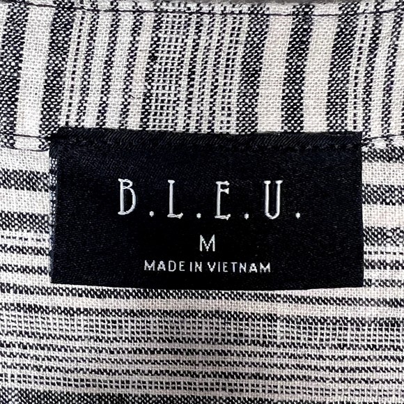 B.L.E.U. Women's Sz M Linen Blend Peasant Boho Relaxed Lagenlook Blouse Grey - Picture 7 of 12